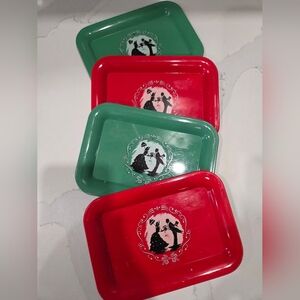 Set of 4 Vintage Tin Litho Trays